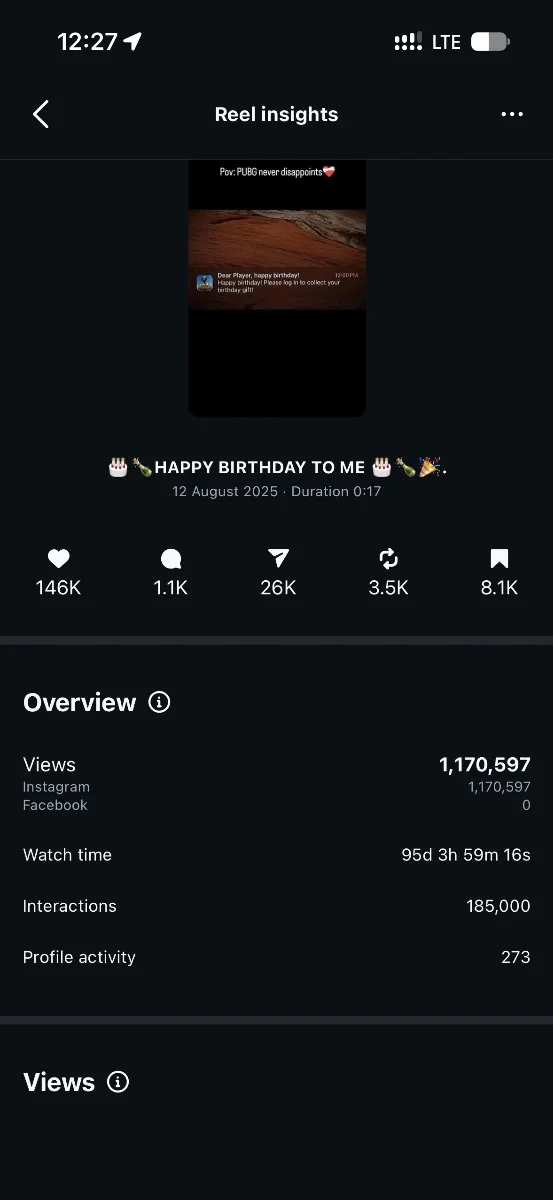 PUBG Mobile Gaming Instagram Account – 1.37K Followers, 1.14M+ Video Views, screenshot 2