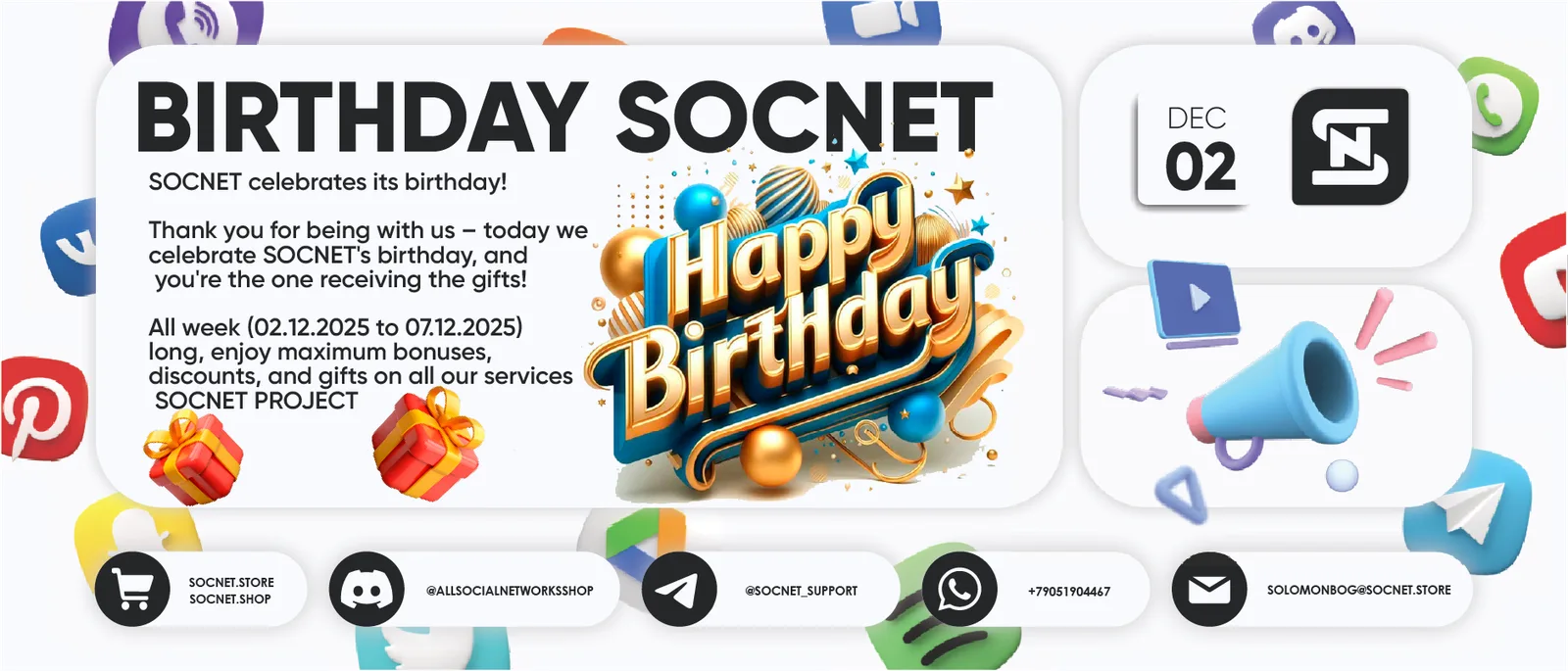 [SOCNET STORE] ⭐ The best store of social media network accounts (Cheap YouTube) — screenshot 8