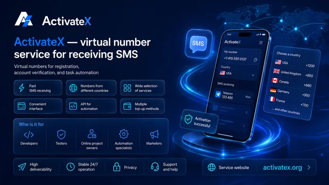 ActivateX — Virtual Numbers for Receiving SMS Codes — screenshot 1