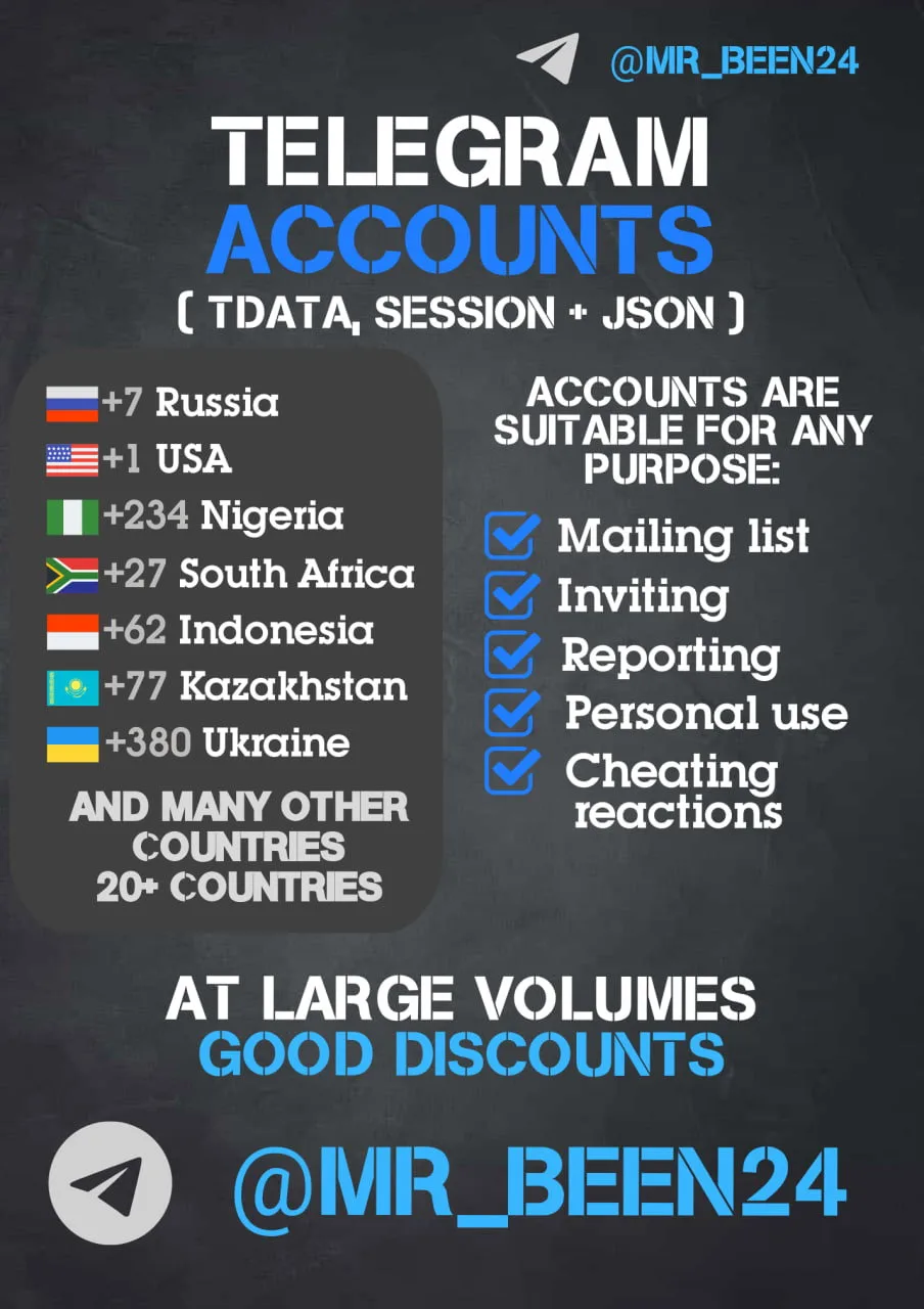 TELEGRAM ACCOUNTS - 0,24$ (TDATA, SESSION + JSON) — screenshot 1