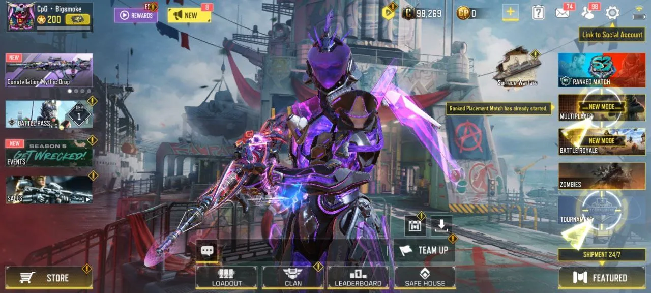 8 MYTHIC GUN|18 LEGENDARY GUNS|27 CHARACTERS (1 MYTHIC& 1 legend)|42 epic guns — screenshot 1